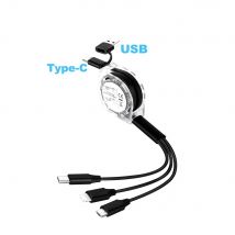 3 in 2 retractable Data USB Cable for iPhone Charger Fast Wire Charging Cable For Android phone type c xiaomi huawei Samsung