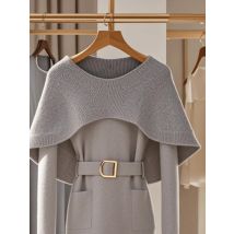Weicher und klebriger Retro-Strickpullover für Damen im Herbst und Winter, mit einem High-End-Gefühl und einem einzigartigen grauen Cape-Pullover