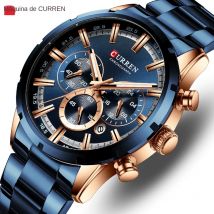 Reloj CURREN para hombre, marca superior, relojes deportivos de cuarzo de lujo para hombre, reloj de pulsera cronógrafo resistente al agua de acero completo, reloj Masculino