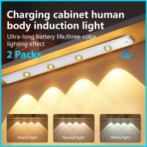 Schrankleuchte, USB wiederaufladbar, Bewegungsmelder, ultradünnes Nachtlicht für Küche, Kleiderschrank, Schrankbeleuchtung, 20 cm/30 cm/40 cm/50 cm