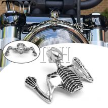 Steel Skeleton Decorative Figure Motorcycle 4.5" 5.75" 7" Headlight Visor Fender Skeleton Skull Chrome Statue For Harley Custom