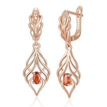 Kinel Hot Trend Long Dangle Earrings For Women Fashion 585 Rose Gold Color Red Natural Zircon Accessories Daily Fine Jewelry