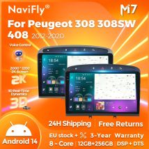 Navifly 8 core 9 pollici 2IDN Android 14 Car Smart System Lettore multimediale per Peugeot 308 308SW 408 2012-2020 Carplay + AUTO WIFI 4G