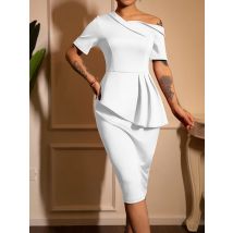 Schulterfreies Kleid für Damen, elegantes, figurbetontes Kleid mit asymmetrischem Ausschnitt, modische Party-Cocktail-MIDI-Kleider