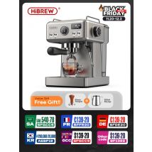 HiBREW 20Bar Macchina per caffè espresso semiautomatica Temperatura regolabile 58mm Portafiltro Macchina per caffè freddo/caldo Custodia in metallo H10A