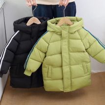 3-10 alte Kinder-Baumwolljacke Winter neue Plüsch- und verdickte Daunenjacke mittellange warme Jacke mit Kapuze für Herren und Damen