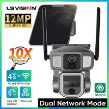 LS VISION 4G & WiFi 2 In 1 telecamera di sicurezza solare esterna doppio schermo 6K 10x Zoom Dual PIR Auto Tracking CCTV Wireless impermeabile