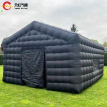 7x5m schwarzes aufblasbares Nachtclubzelt Outdoor Party Event aufblasbares Rasenzelt mit Gebläse Disco Light N Nebelmaschine