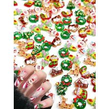 50Pcs Christmas Nail Art Charms Set 3D Resin Christmas New Year Nail Decoration Winter Snowman Santa Claus Manicure Accessories