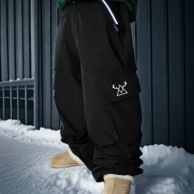 2025 Nuovi pantaloni da sci larghi maschili Pantaloni cargo da sci larghi invernali da uomo Bavaglino da neve caldo Abbigliamento generale Pantaloni da snowboard impermeabili da 3 litri