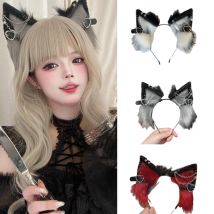 Handgemachte Katze Wolf Füchse Ohr Stirnband Erwachsenen Teenager Cosplay Haarband Frauen Mädchen Kunst pelz Plüsch Haar Reifen für Karneval Party Bühne