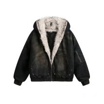 Menswear Thickened Denim Quilted Padded Jackets Autumn Winter Trend 2025 New Oversized Fur Collar Hooded Cotton-padded Coat