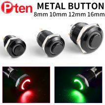 1NO High head Waterproof Metal Push Button Switch LED Light Self-locking/reset 3/6/12/24/220V 8/10/12/16mm Oxidized black