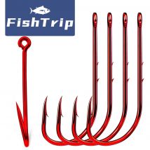 FishTrip Gancio con gambo lungo Ami da pesca Baitholder rossi Esche a vite senza fine Gancio in acciaio ad alto tenore di carbonio per orata, merluzzo, perca da surf per spigola