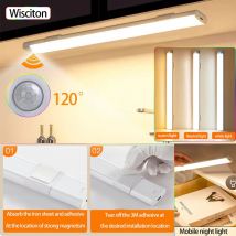 Luci per armadietti a LED Sensore di movimento ricaricabile sotto la luce notturna ultra sottile per l'illuminazione interna dell'armadio della camera da letto dell'armadio da cucina