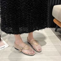 Frühling Neue Flache Schuhe Runden Kopf Flach Mund Mesh Tuch Atmungsaktive Metall Schnalle Weiche Sohle Nicht-slip Einzelnen schuhe
