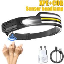 Lampada frontale a LED a induzione 1200Mah Torcia leggera impermeabile ricaricabile da lavoro Escursionismo Campeggio Corsa Lanterna portatile