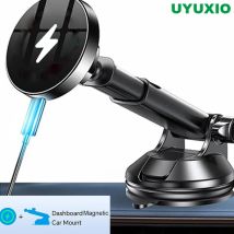UYUXIO Starker magnetischer kabelloser Autotelefon-Ladegerät-Adapter, 15 W, Armaturenbrett, Windschutzscheibe, Autotelefonhalter für iPhone 16 15 14 Pro Max