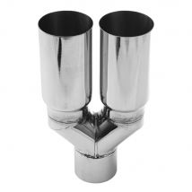 1Pcs Universal 63MM Doppel Auspuff Spitze Rohr Düse Edelstahl Gerade Kante Poliert Silber Schweißen Schalldämpfer Endrohr