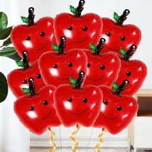 10pcs Apple Foil Balloons Birthday Fruit Red Apple Air Globos Hello Summer Party Back To School Baby Shower Decorations Supplies