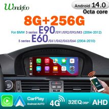 Schermo autoradio Android 14 per BMW E60 E61 E63 E64 E90 E91 Serie 3/5 Carplay Android auto Stereo Lettore multimediale GPS 4G LTE