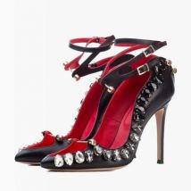 Römische Kreuz riemen Niete dünne High Heels Shose 2024 neue Frauen Frühling Sommer sexy spitze Metalls chnalle zeigen High Heels Größe 35-44