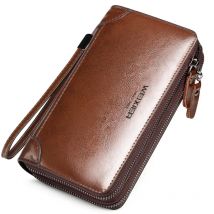Weixier Handgewickelte Herrentasche aus Ölwachsleder, Herren-PU-Handtasche, Grab-Bag, multifunktionale Geldbörse, große Kapazität, Business-Herren