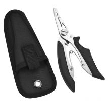 1Pcs Schwarz Multi Funktionale Angeln Zangen Schere, Linie Cutter, Haken Remover Angeln Clamp Zubehör Werkzeuge Mit Tasche