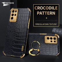 S25 Ultra Case ZROTEVE Plating Silicone Crocodile Leather Cover For Samsung Galaxy S24 FE S25 Edge S23 S22 S20 S21 S10 Plus Case