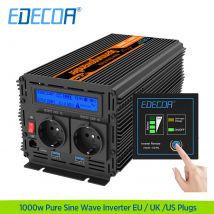 Inverter 12v 220v Reine Sinus Welle 1000 w EDECOA DC 12v AC 110v 230v 240v Power Converter EU UK UNS