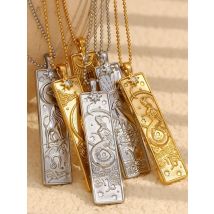 E.B.belle 18k Gold Plated Rectangle Shape 12 Constellation Pendant Necklace Stainless Steel Waterproof Fashion Women's Jewelry