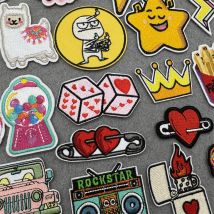 Cartoon DIY Iron on Patches for Clothes Embroidery Patch Applique for Clothing Jacket Rock Star Stripes Sewing Stickers