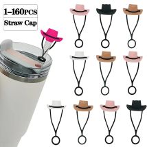 Silikon Cowboy Hut Stroh Kappe Nette Hut Form Stroh Topper Wiederverwendbare Stroh Spitze Schutz Kappe Becher Zubehör Geschenk Stroh Kappe
