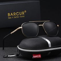 BARCUR Herren-Sonnenbrille, Polygon-Rahmen, TAC-Linse, zartes, verdicktes, gestreiftes Design – UV400, polarisierte Sonnenbrille für den Außenbereich
