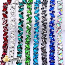 QIAO 1 Yard 8 Color Crystal Rhinestone Trim Iron-On Strass Ribbon for DIY Repair Dress Shoes Bags Accessories Shiny Rhinestones