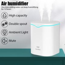 2000ML Large Capacity USB Air Humidifier With Double Spray Port Essential Oil Aromatherapy Cool Mist Maker For Home Office