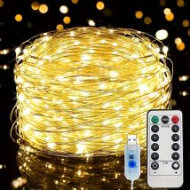 Lampada in filo di rame con telecomando 5/10/20/30M con 8 funzioni Lampada a stringa LED USB Ghirlanda di fiori Lampada da decorazione natalizia per matrimoni