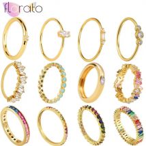 24K vergoldete bunte Kristallgoldringe Türkis Verlobung Hochzeitstag Ring Licht Luxus Modeschmuck Geschenke A40