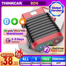 THINKCAR BD6 Bluetooth-Scanner, Auto-Diagnosetool, OBD2-Scanner, vollständige Systemdiagnose, 5 Reset-ÖL, IMMO, Auto-Diagnose-Codeleser