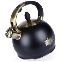 Wasserkocher mit Pfeife Stahl schwarz 3 l