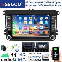 ESSGOO 7" Android 14 4G+64G Car Stereo Apple Carplay GPS NAVI WIFI RDS FM BT For VW Golf 5 6 Passat Polo Touran Tiguan Caddy EOS