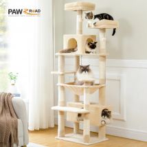 Árbol para Gatos de Varios Niveles con Postes Rascadores Recubiertos de Sisal, Cabañas Acogedoras, Hamaca Espaciosa, Torre Alta para Gatos, Juguetes para Gatos de Interior