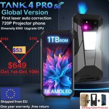 8849 Tank 4 Pro Unihertz 5G Wytrzymały Smartfon z Projekcją 36G 1TB Android 14 Telefon Sportowy 11600mAh Dimensity8300 AMOLED 120HZ