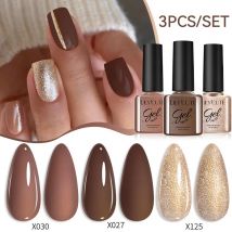 LILYCUTE 7 ml 3 Teile/satz Rot Braun Nagel Gel Polnisch Glitter Nude Farbe Semi Permanent UV Gel Langlebig für Nail art Maniküre DIY