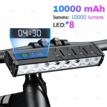 Luce per bicicletta anteriore 10000 lumen Luce per bici 10000mAh Torcia impermeabile Ricarica USB Accessori per lampade per ciclismo su strada MTB