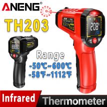Termometro digitale a infrarossi ANENG TH203 -50~600 ℃   Misuratore di temperatura Pirometro senza contatto Tester Igrometro IR Strumento industriale