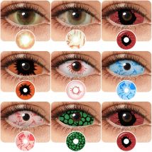 Pseyeche halloween farb kontaktlinsen für augen anime cosplay farbige linsen 22mm rote linse 1 paar farbige kontaktlinsen