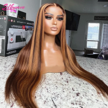 Silkwave Hd 13x4 13x6 Evidenziare Dritto Anteriore Del Merletto Parrucca Dei Capelli Umani Marrone Biondo 4/27 Parrucche Colorate Prepizzicate Brasiliane Per Le Donne