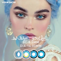 VISUASHOW BLAU Cosplay ANIME Farbige Augenlinsen Jahresverrückte Farbe Schönheit Kontaktlinsen 2 Stück Myopie Niedliche Augen Kontaktlinsen