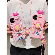 Lovely TPU Soft Phone Strap Rope Case For iPhone 15 14 13 12 11 Pro Xs Max Xs XR 6 7 8Plus Case
